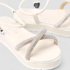 Sandália Infantil Gabrielinha Strass Off White