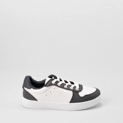 Tênis Casual Feminino Penélope Recortes Branco & Grafite