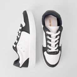 Tênis Casual Feminino Penélope Recortes Branco & Grafite