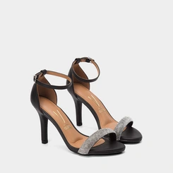 Sandália Feminina Vizzano Salto Fino Alto Strass Preto