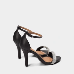 Sandália Feminina Vizzano Salto Fino Alto Strass Preto