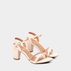 Sandália Feminina Vizzano Salto Alto Strass Off White