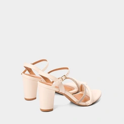 Sandália Feminina Vizzano Salto Alto Strass Off White