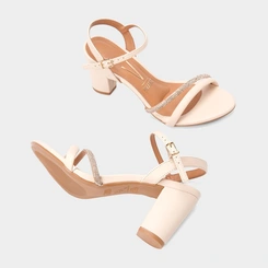 Sandália Feminina Vizzano Salto Alto Strass Off White