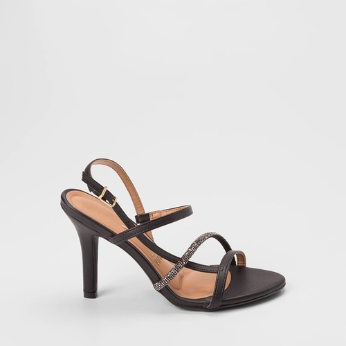 Sandália Feminina Vizzano Original Salto Fino Alto Strass Preto