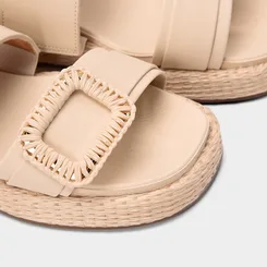 Sandália Feminina Vizzano Original Ráfia Enfeite Fivela Off White