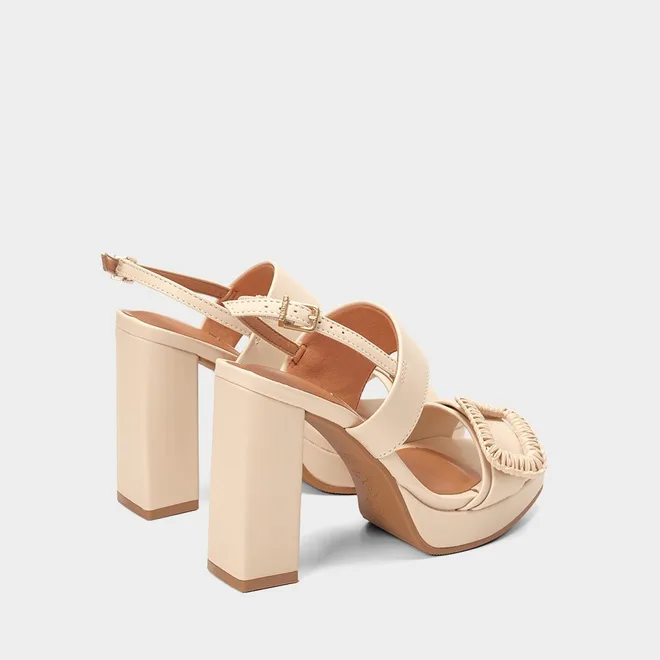 Sandália Feminina Vizzano Original Meia Pata Enfeite Fivela Off White