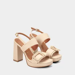 Sandália Feminina Vizzano Original Meia Pata Enfeite Fivela Off White