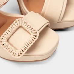 Sandália Feminina Vizzano Original Meia Pata Enfeite Fivela Off White