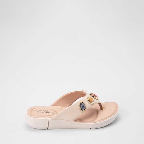 Tamanco Feminino Modare Ultraconforto Detalhe Pedraria Off White