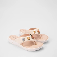 Tamanco Feminino Modare Ultraconforto Detalhe Pedraria Off White