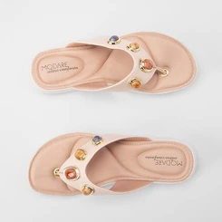 Tamanco Feminino Modare Ultraconforto Detalhe Pedraria Off White