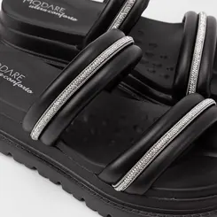 Tamanco Feminino Modare Ultraconforto Tira Dupla Strass Preto