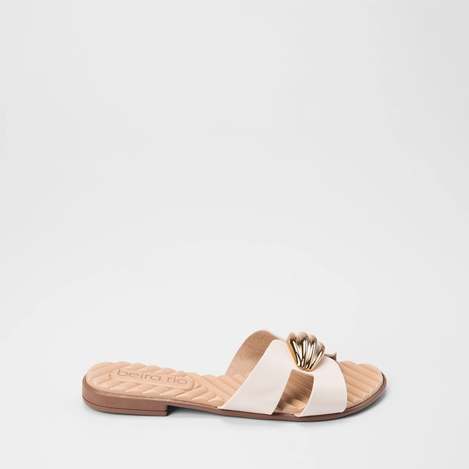 Rasteira Feminina Beira Rio Tira Vazada Detalhe Bold Off White