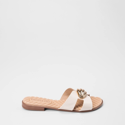 Rasteira Feminina Beira Rio Tira Vazada Detalhe Bold Off White