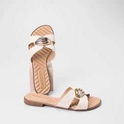Rasteira Feminina Beira Rio Tira Vazada Detalhe Bold Off White