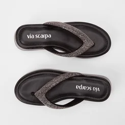 Tamanco Feminino Via Scarpa Flatform Tiras Strass Preto
