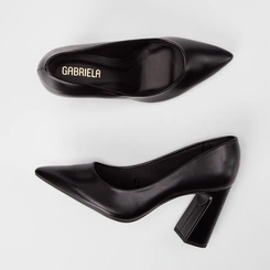 Scarpin Feminino Gabriela Salto Alto Bloco Preto