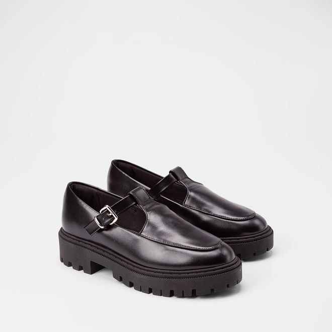 Mocassim Boneca Feminino Gabriela Tratorado Fivela Preto