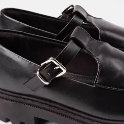 Mocassim Boneca Feminino Gabriela Tratorado Fivela Preto