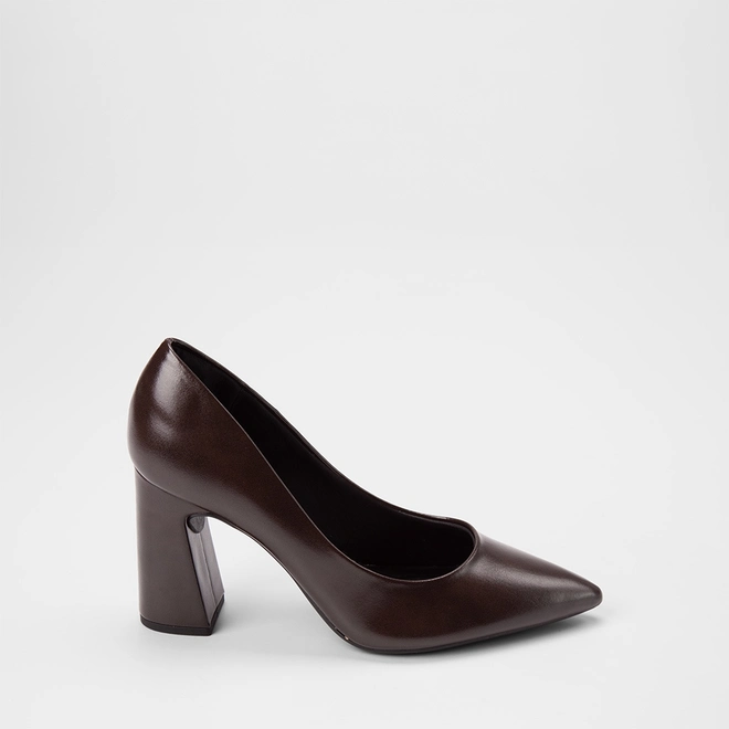 Scarpin Feminino Gabriela Salto Alto Bloco Marrom