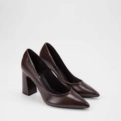 Scarpin Feminino Gabriela Salto Alto Bloco Marrom