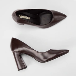 Scarpin Feminino Gabriela Salto Alto Bloco Marrom