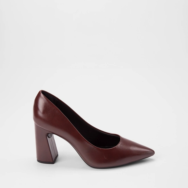 Scarpin Feminino Gabriela Salto Alto Bloco Vinho
