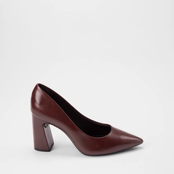 Scarpin Feminino Gabriela Salto Alto Bloco Vinho