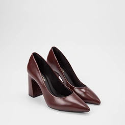 Scarpin Feminino Gabriela Salto Alto Bloco Vinho