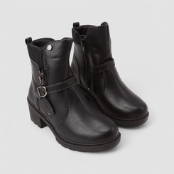 Bota Coturno Infantil Pink Cats Zíper Fivela Preto