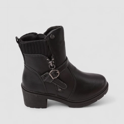 Bota Coturno Infantil Pink Cats Zíper Fivela Preto