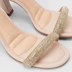 Sandália Feminina Mississipi Tira Strass Bege