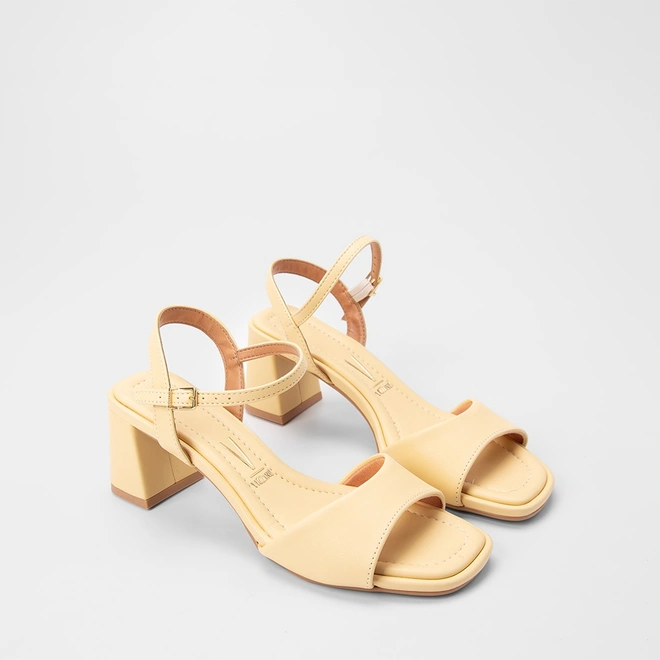 Sandália Feminina Vizzano Original Salto Bloco Médio Amarelo