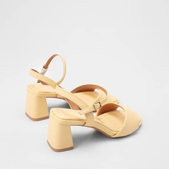 Sandália Feminina Vizzano Original Salto Bloco Médio Amarelo