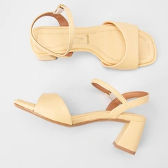 Sandália Feminina Vizzano Original Salto Bloco Médio Amarelo