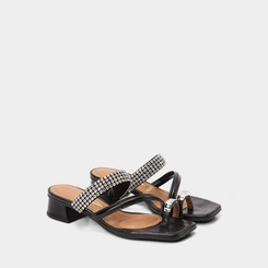 Tamanco Feminino Vizzano Salto Bloco Baixo Strass Preto