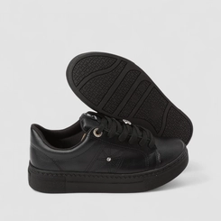 Tênis Casual Feminino Via Marte Pespontos Detalhe Metalizado Preto
