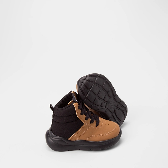 Tênis Casual Bebê Molekinho Cano Alto Marrom & Preto
