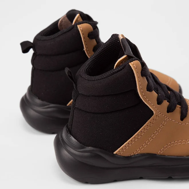 Tênis Casual Bebê Molekinho Cano Alto Marrom & Preto