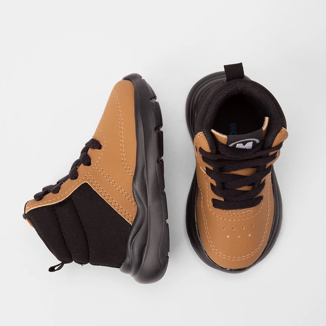 Tênis Casual Bebê Molekinho Cano Alto Marrom & Preto
