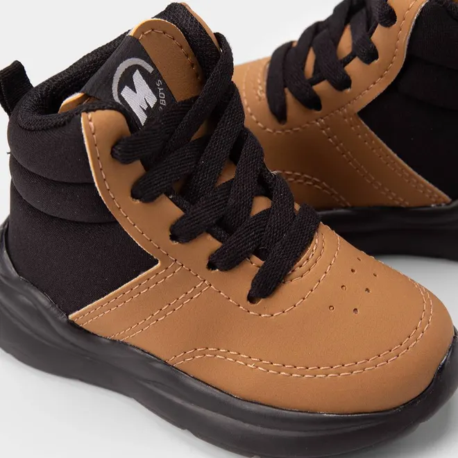 Tênis Casual Bebê Molekinho Cano Alto Marrom & Preto