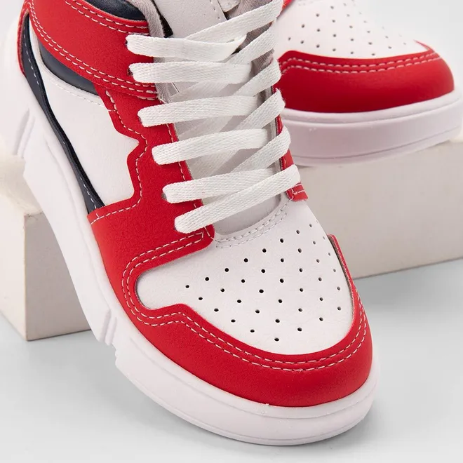 Tênis Casual Infantil Molekinho Branco & Vermelho