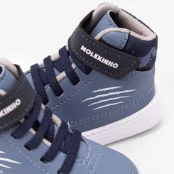 Tênis Casual Bebê Molekinho Tira Contato Dinossauro Azul