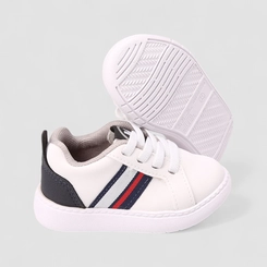 Tênis Casual Bebê Molekinho Detalhe Listras Branco