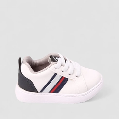 Tênis Casual Bebê Molekinho Detalhe Listras Branco