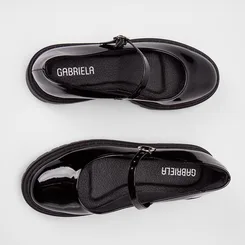 Mocassim Boneca Feminino Gabriela Tratorado Verniz Preto