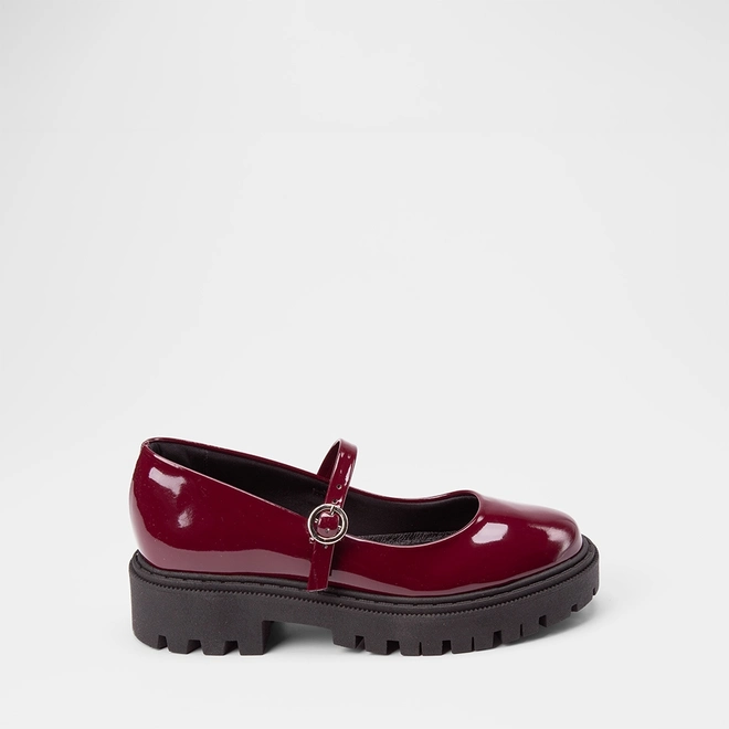 Mocassim Boneca Feminino Gabriela Enfeite Fivela Verniz Vinho