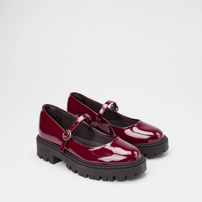 Mocassim Boneca Feminino Gabriela Enfeite Fivela Verniz Vinho