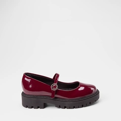 Mocassim Boneca Feminino Gabriela Enfeite Fivela Verniz Vinho